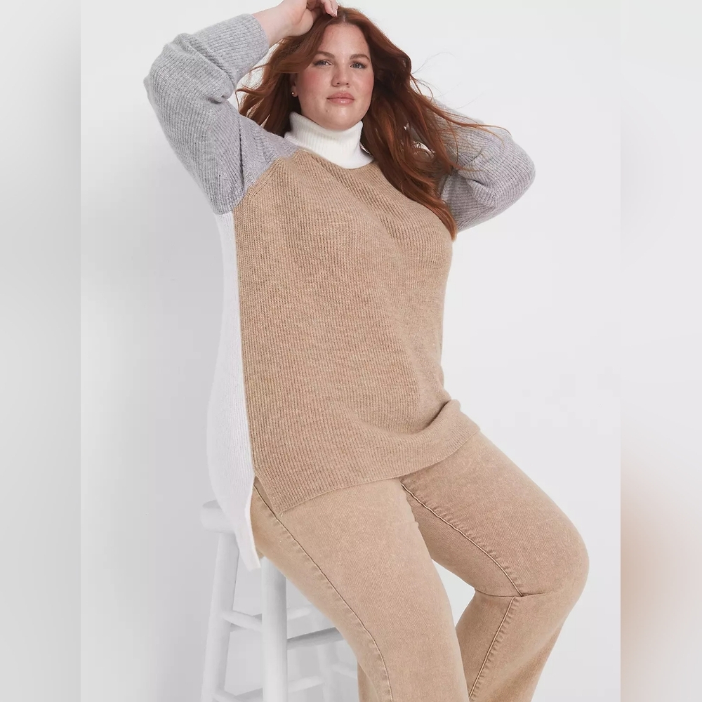 Lane Bryant Classic Turtleneck Colorblock Sweater Sz 14/16